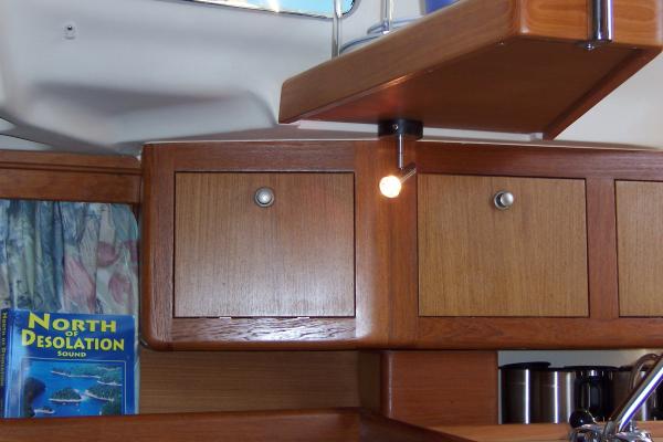 Stbd. cabinets with halogen light.