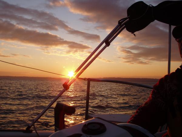 Sun set over the Salish Sea in our Mac 26M by Schilshole Bay headed for our trailer and a 3.5 hour drive east across the Cascade Mts to the desert we live in with the Columbia ,Snake and Yackima Rivers coming together within 15 miles.