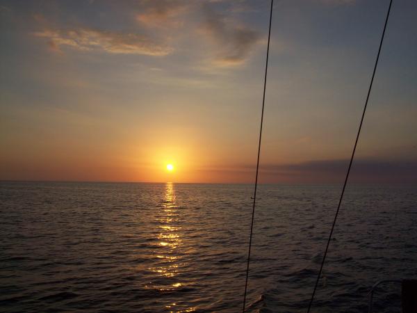 Sunset dinner view out 50 NM