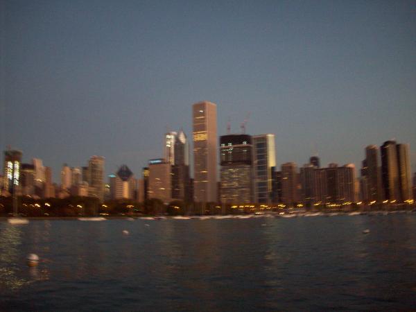 The city as it wakes up from my mooring in Monroe Harbor