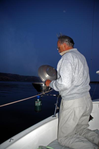 The cook.  Evening in Dorn Bay