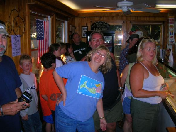 The evening outing to the ice cream parlor.