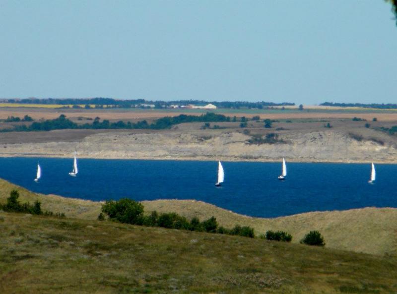 The Fleet leaving Berthold Bay, Lake Sakakawea, ND