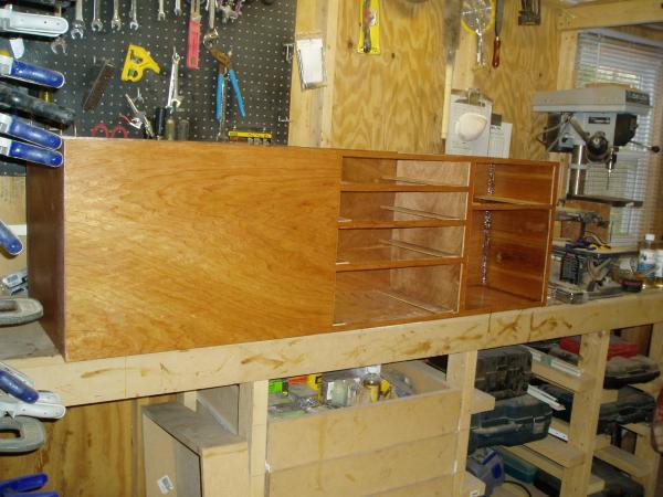 The galley unit.  Made out of 1/4&quot; plywood constructed with epoxy fillets and fiberglass for added strength.