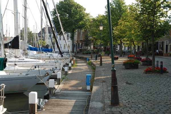 The harbour of Middelharnis lying center of the town