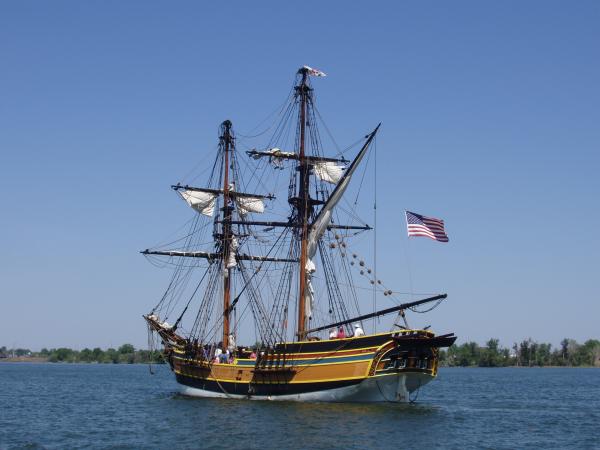 The Hawaiian Chiefton ( AKA the Black Pearl in Pirates of the Caribian movies) reading to shoot the cannons in the reinactment of the Pig War 150 years. Only a pig died in 12 years of war on San Juan Island, what a way to wake up at sun rize with cannon fire.