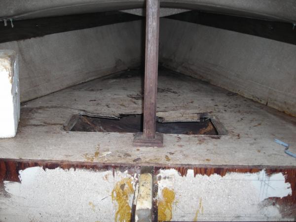 The interior of the boat was totally rotted out.