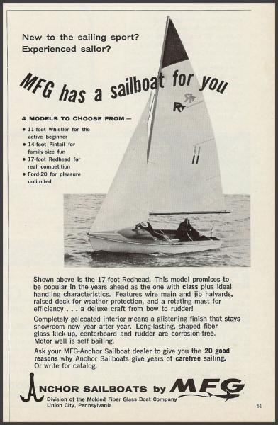 This is the Add for the Sail Boat I have Now &quot; FORD 20&quot; by MFG Anchor Divison !   Still looking for more info on my boat!