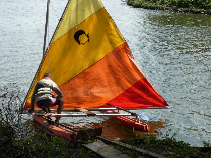 This was taken in summer 2013, since then I have made a custom trampoline for it and reinforced and repaired the sail.