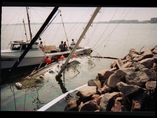 Tickled Pink (my first Irwin 38) after Hurricane Bonnie Aug 98