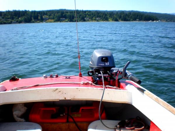 Time O'Day with her new 8hp 4stroke engine.