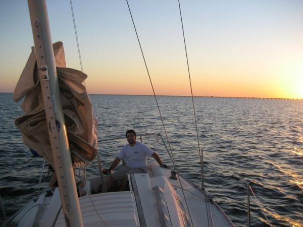 Took some friends for a sunset sail, running with just the jib up