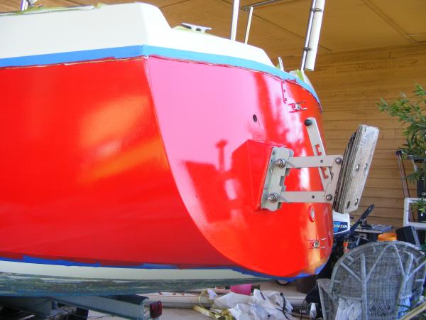 Transom during the first coat of red.