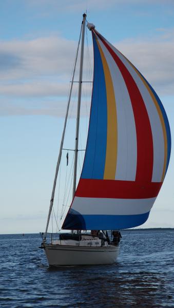 Trying my recently bought used assymetrical spinnaker