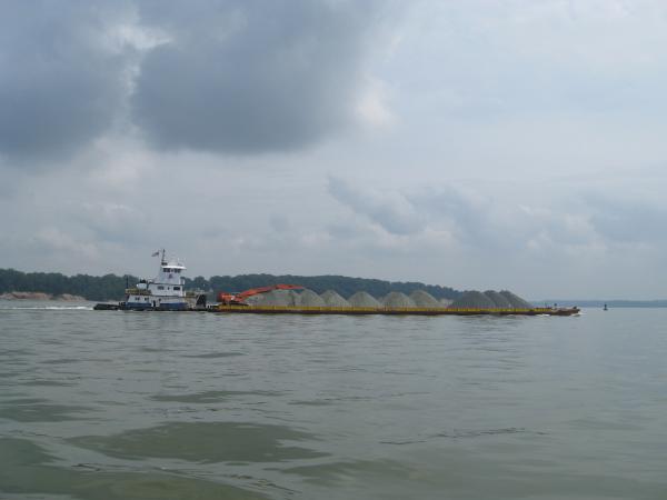 Tug &amp; barge on upper Chesapeake on July 4, 2008