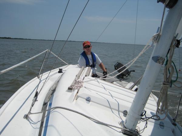 Tyler at the helm, 2011 long distance race