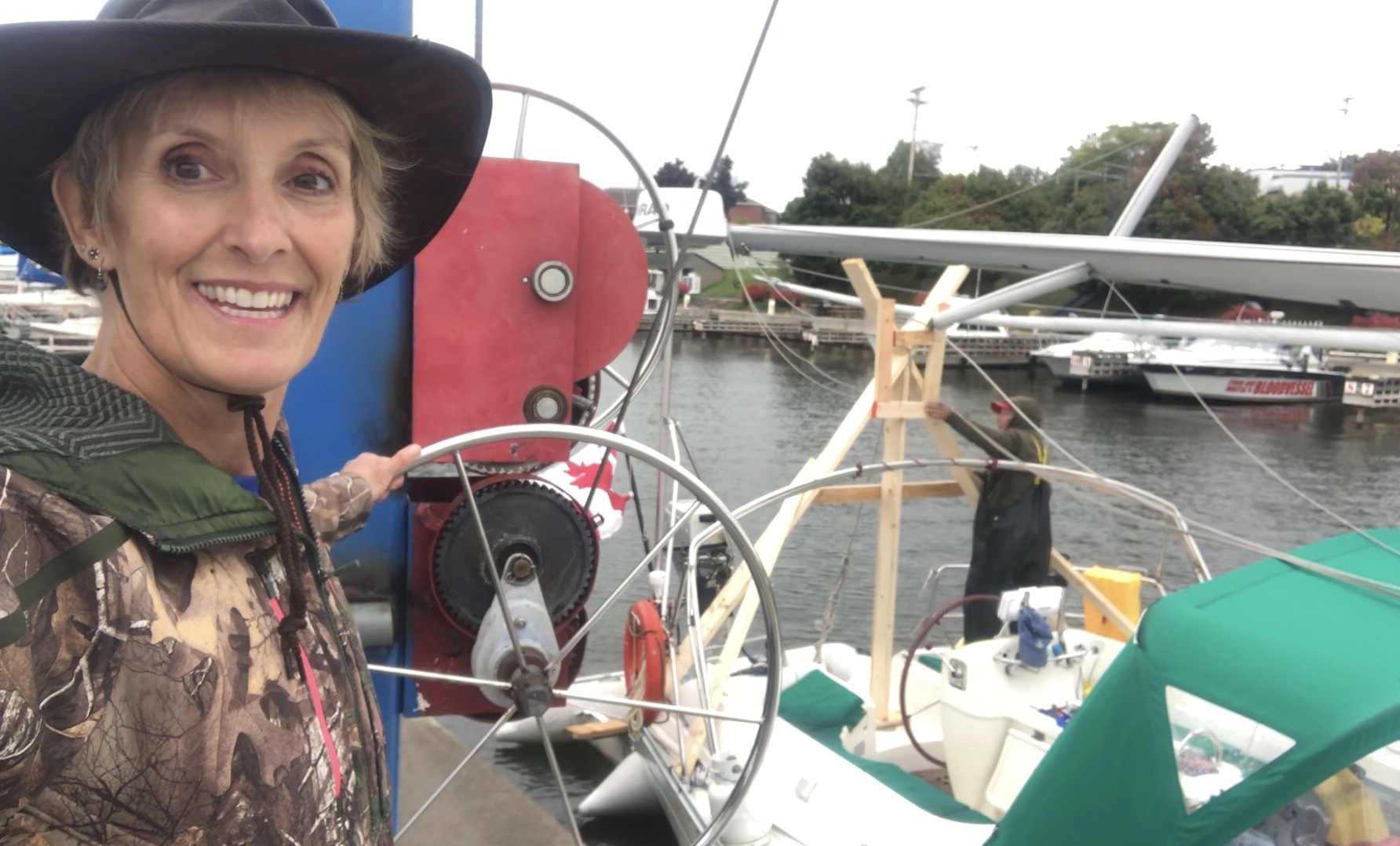 Unstepping the mast before we head down the Erie Canal. They were short on staff so I got to run the crane for awhile :)