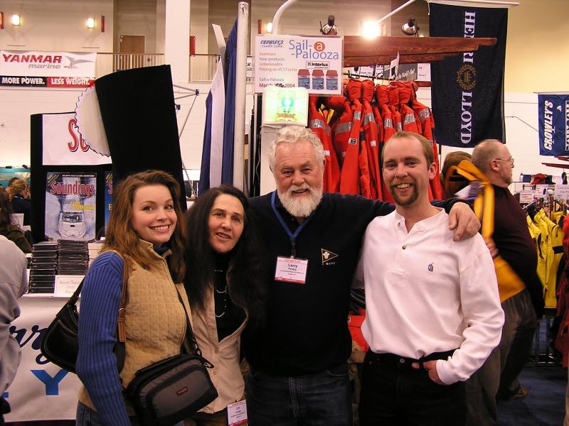 Us with Lynn and Larry Pardey at Chicago's Strictly Sail boat show. (2004?)