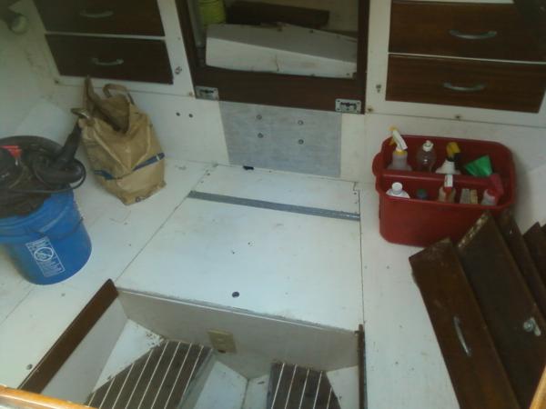 view of aft cabin from companionway