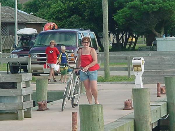 we always bring our bikes..That's Beth..friend from New Bern