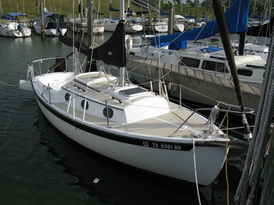 WindRush in her slip at Legend Pt Marina.