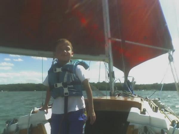 wing and wing and wing -- Devon has pretty much outgrown his life jacket