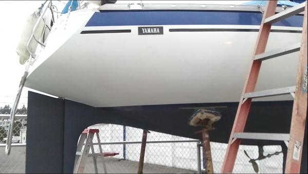 Yamaha Lettering: The nameplate was invisible since I got the boat... amazing what a little white paint will do... Now I don't have to hear &quot;What kind of boat is it?&quot; all the time.